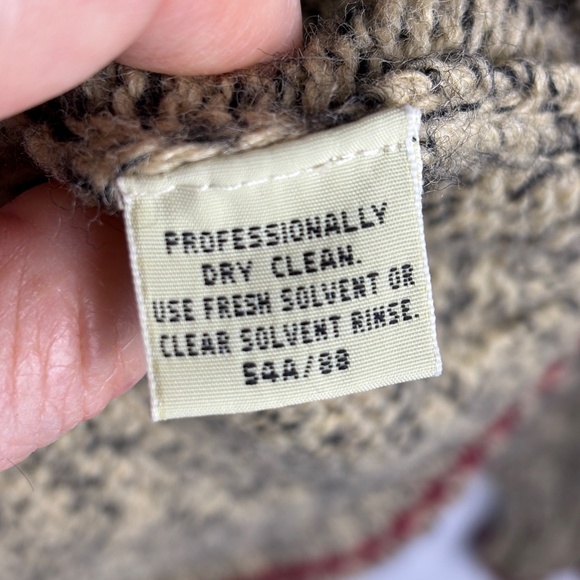 VTG Eddie Bauer Men Legends 100% Wool Knit Sweater Sz M Tan Black Grandpa Fisher - Picture 5 of 9